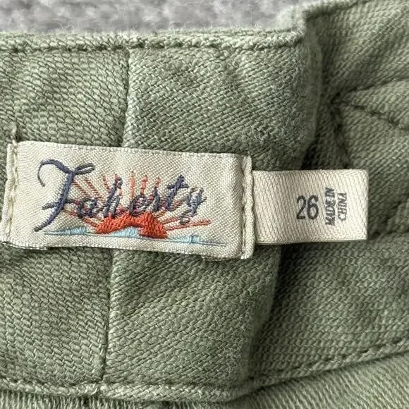 Faherty Shorts Womens 26 Olive Green Arlie Day Utility Patch Pockets Cinch Back - Picture 2 of 8